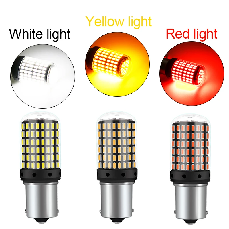 Car Light Bulb 2pcs 1156 BA15S P21W BAU15S PY21W 3014 144SMD T20 1157 BAY15D P21/5W 7440 7443 Turn Signal Reverse Lamp 12V