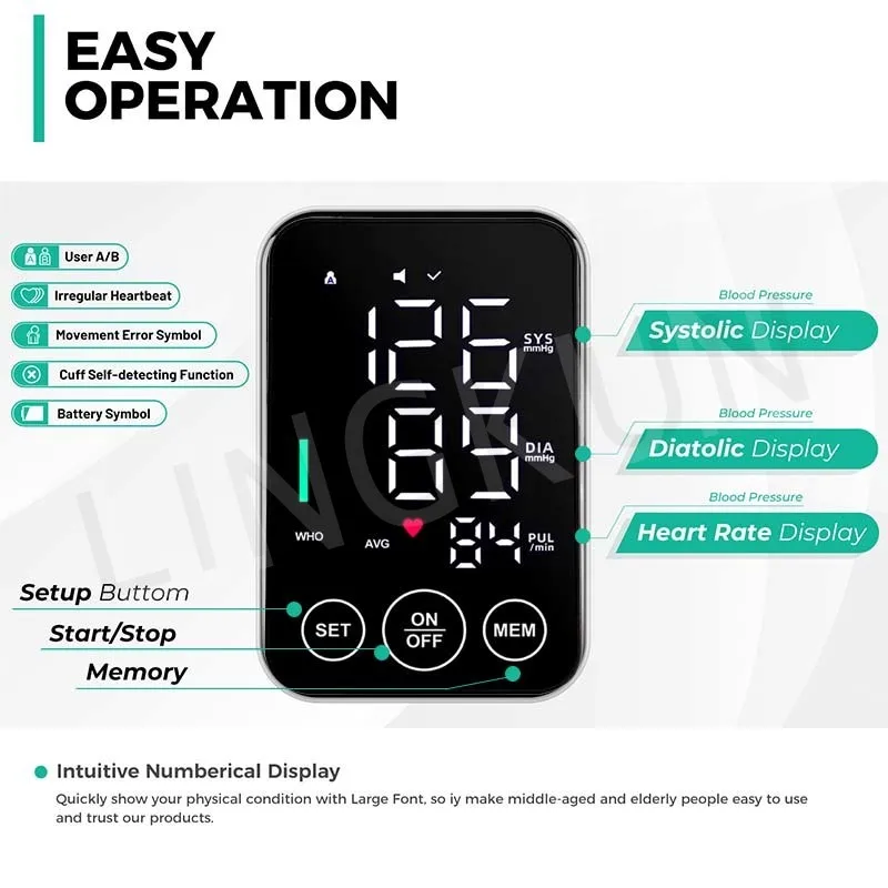 LED Blood Pressure Monitor Big Screen Broadcast Tonometer Digital Arm Tonometer Sphygmomanometer BP Monitor Health Care blood pressure monitor blood pressure meter