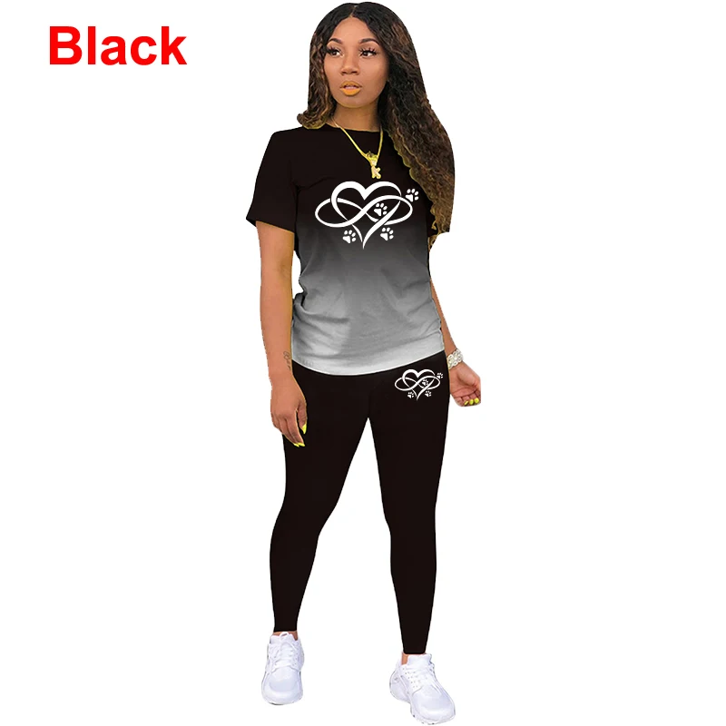 Two Piece Set Women Tracksuits Sets Printed Hoodie Pants Sweatshirt Set Sports Suit For Women Clothing