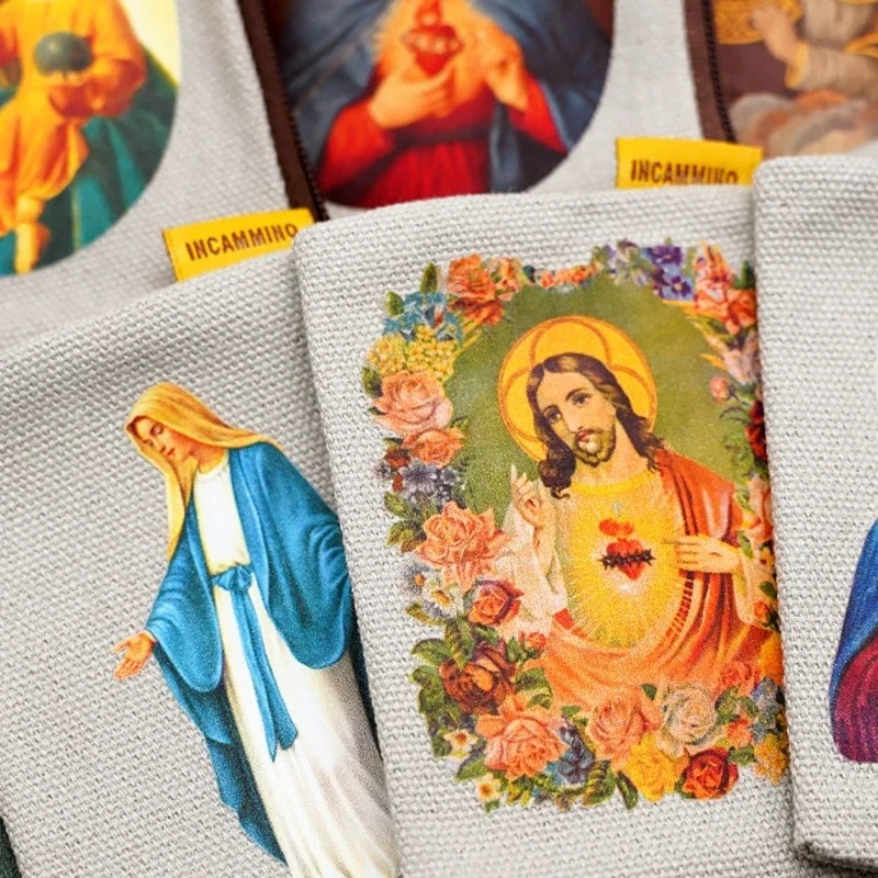 9x7cm Catholic Rosary Pouch Coin Purse Rosary Holder Beads Bag with Zipper for Prayer Storage