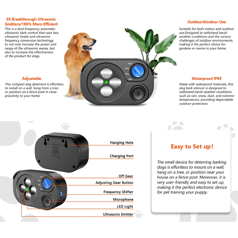 2025 New Ultrasonic Barking Stop Device, Dog Driving Device, Noise Prevention Training Device, Automatic Dog Barking Stop Device