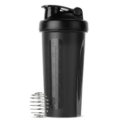 Compact 600ml Fitness Shaker Bottle with Wire Whisk Ball (A)