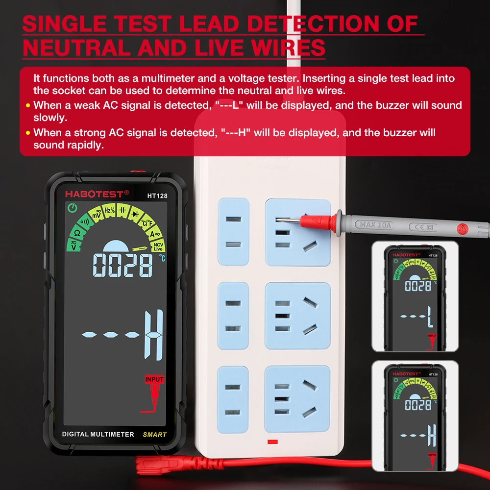 HABOTEST Ʈ ȭ    Ƽ, 6000 īƮ а, NCV ׽, 4.88 ġ LCD Ʈ, HT128