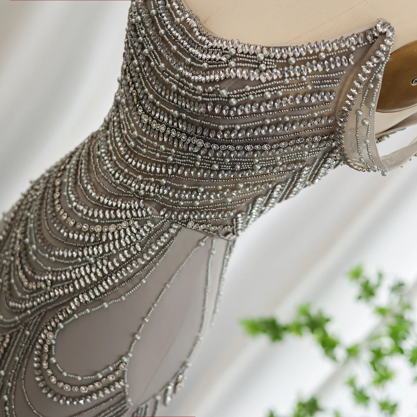 green emerald velvet dress Silver Long Beaded Prom Dress with Fringe main image 1