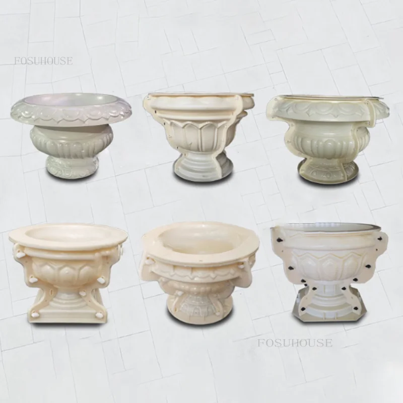 Roman Garden Building Flower Pot Cement Mold Home Gardening Fence European DIY Round Garden Vase Flower Pot Concrete Mold