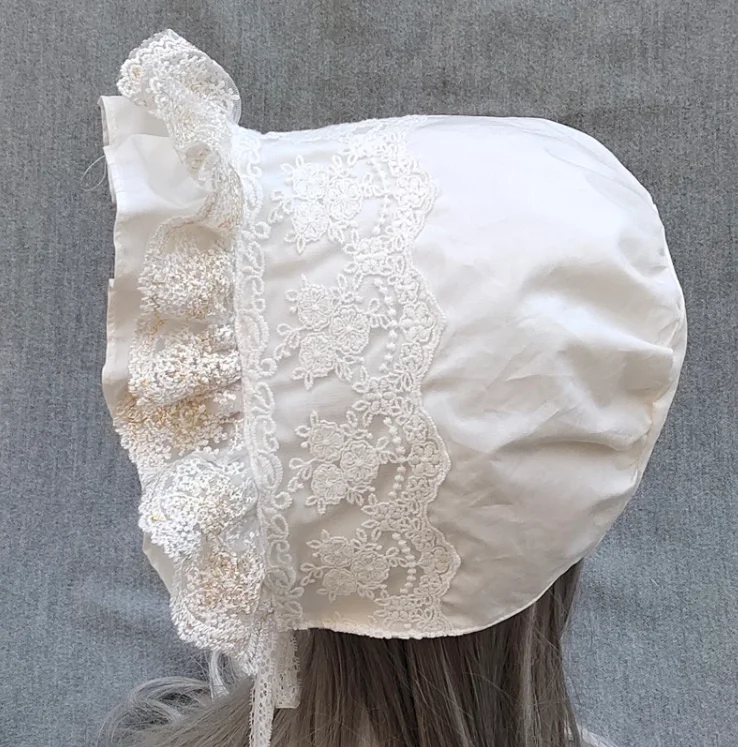 Medieval Vintage Maid Cosplay Pumpkin Cotton Cap Lace-up Adjustable Hat Women Girls Lolita Lace Bonnet Ruffled Hat Beanies Cap