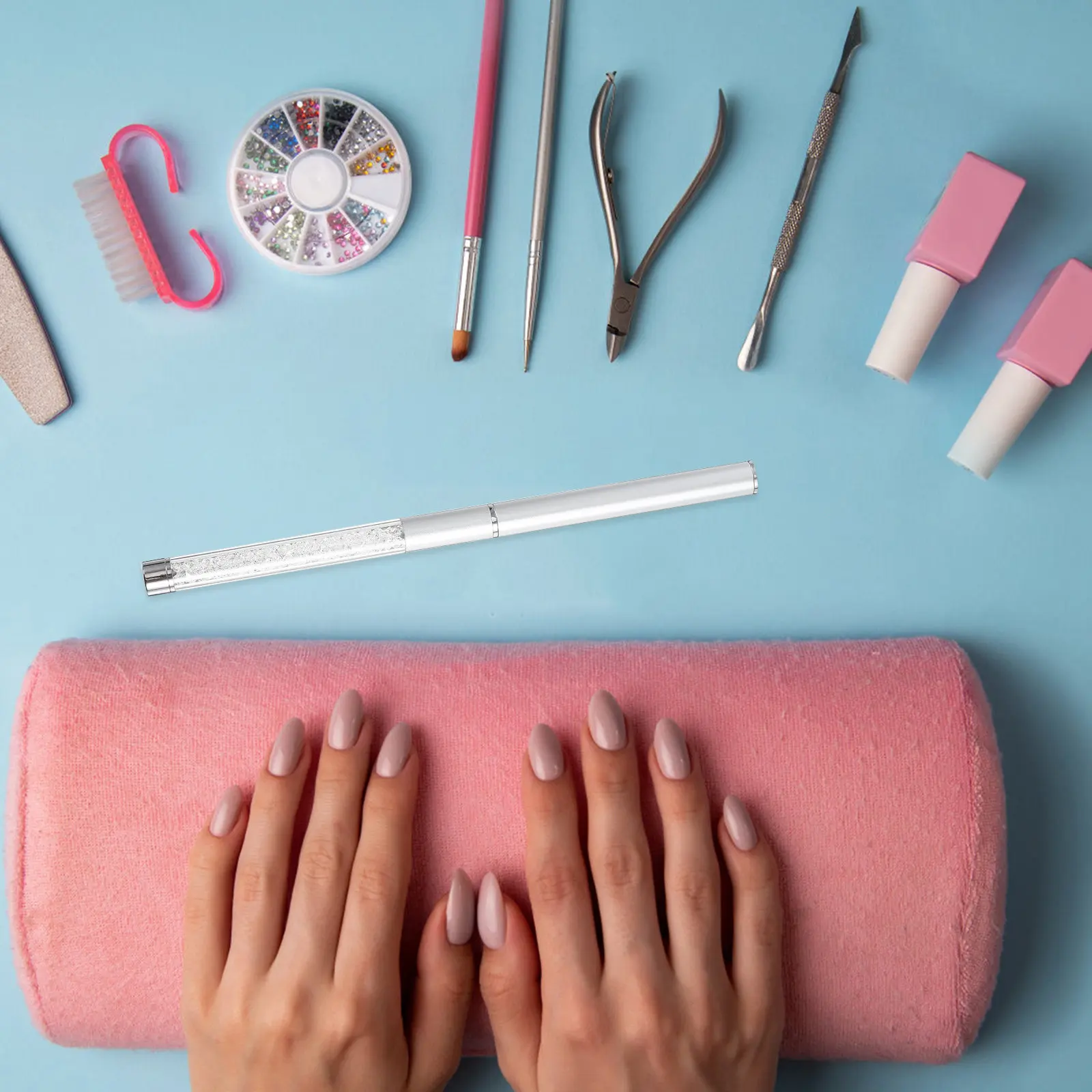 네일 아트 펜 크리스탈 막대 조각 드로잉 브러쉬 실버 매니큐어에 적합 전문 네일 아트 도구