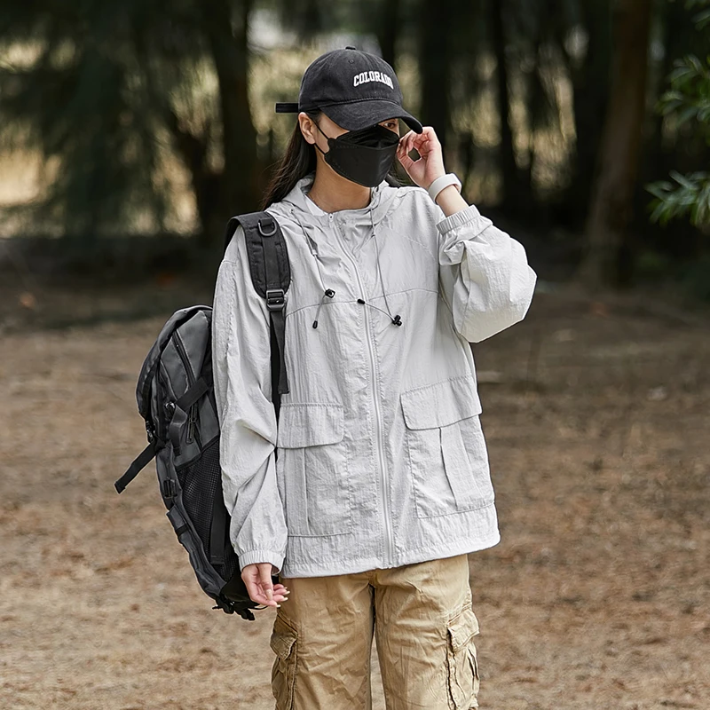 Summer Sun Protection Clothing Resistant Outdoor Jogging Sports Solid Color Quick Drying windbreaker Cool and Breathable Coat
