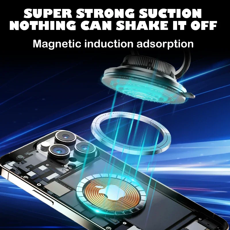 RGB Vacuum Suction Wireless Car Charger & Magnetic Phone Holder