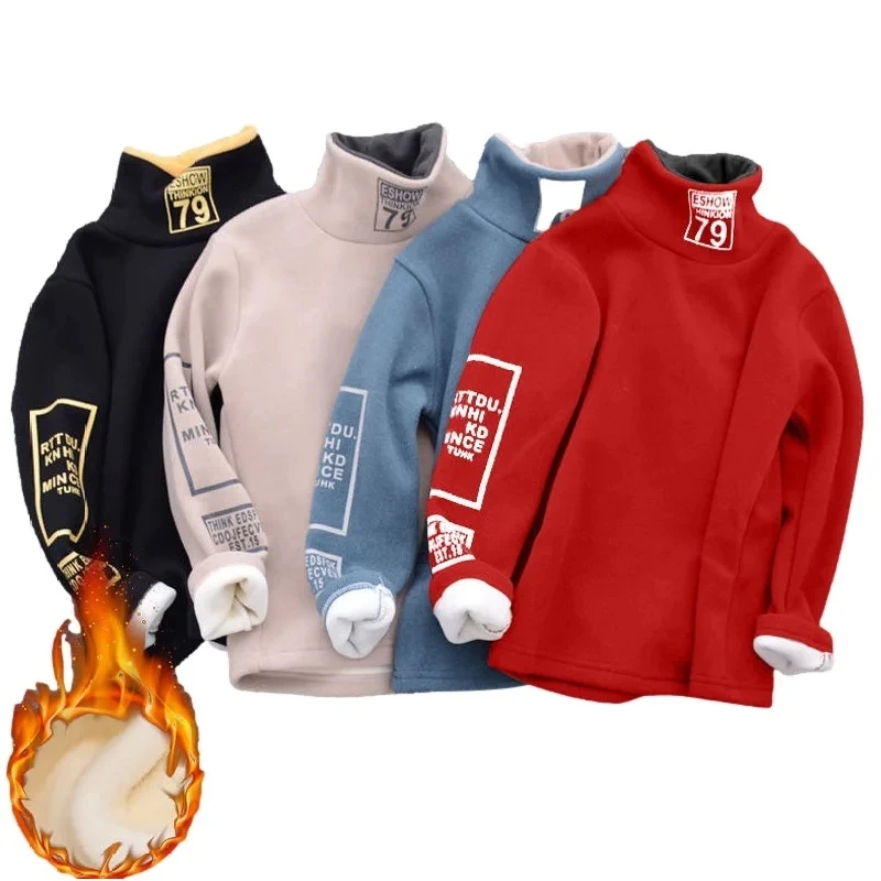 4-12 Years Old Teenager Boys Girls Clothes Casual Autumn Winter Long Sleeve High Neck T-shirt Tops for Boy Children's Clothing 2