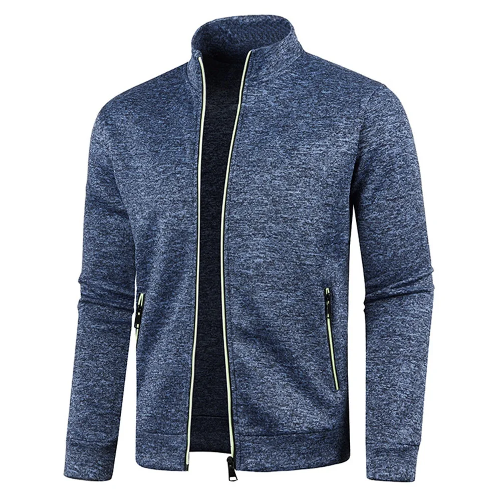 Men Zipper Jackets Standing Collar Sweatshirt Outdoor Streetwear Casual Coat Long Sleeve Sweater Coats