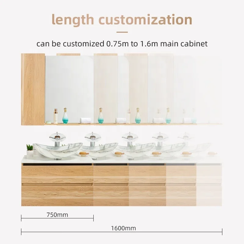 Boweiya High Gloss Single Glass Vessel Sink Modern Mirror Cabinet Toilet Furniture Antique Bathroom Vanity Set