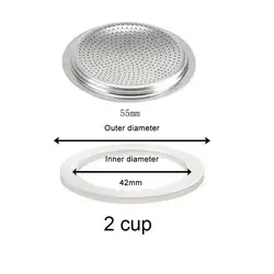 Premium Aluminum Coffee Maker Filter with Silicone Seal Ring (2 cup sieve)
