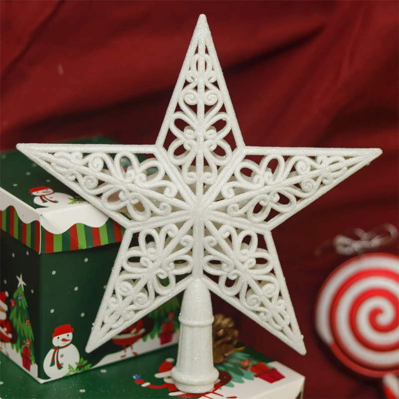Christmas Tree Toppers Hollow Star For Navidad Table Decorations Home Merry New Year Xmas Ornaments Accessory Supplies