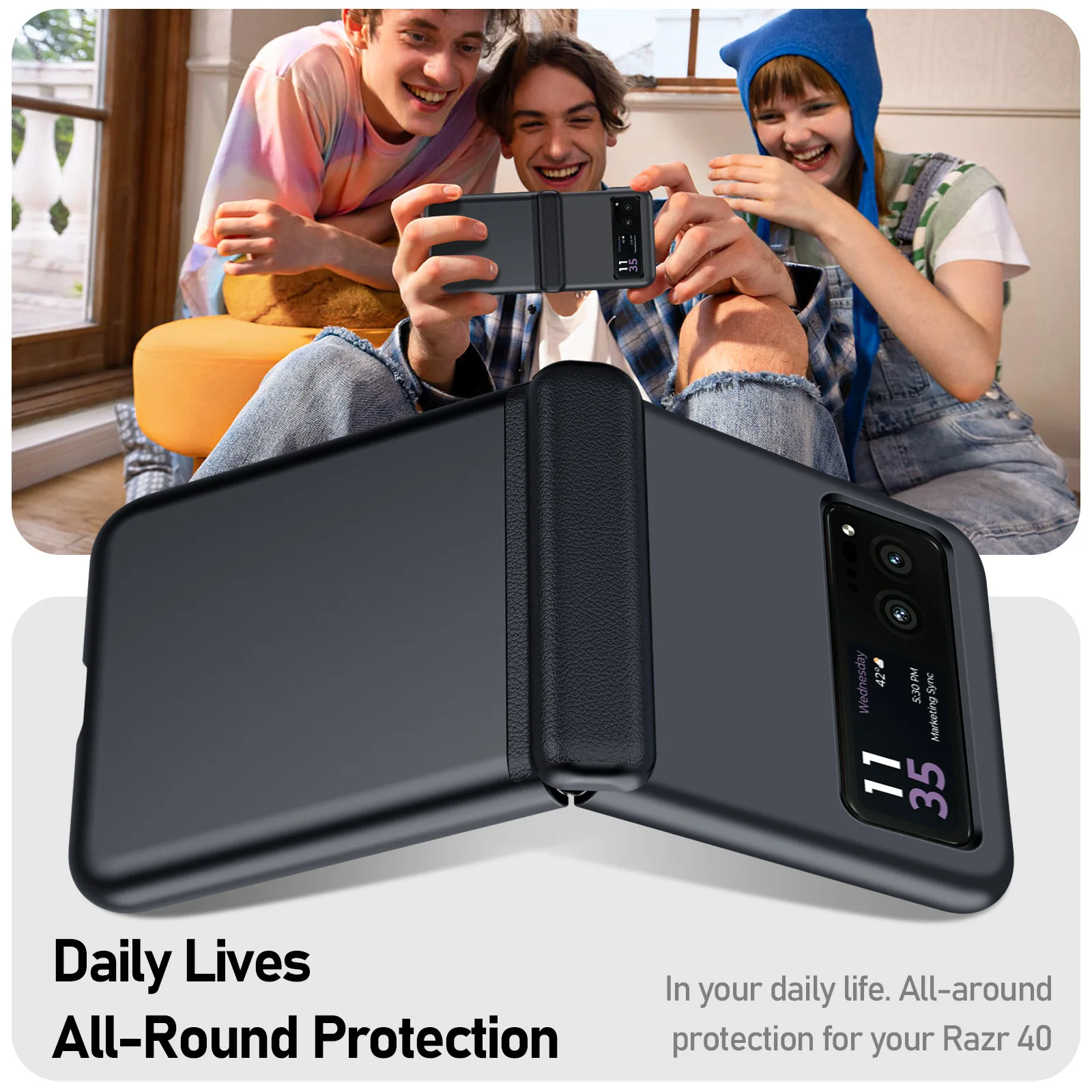 Luxury Magnetic Leather Case with Central Axis Hinge Protection