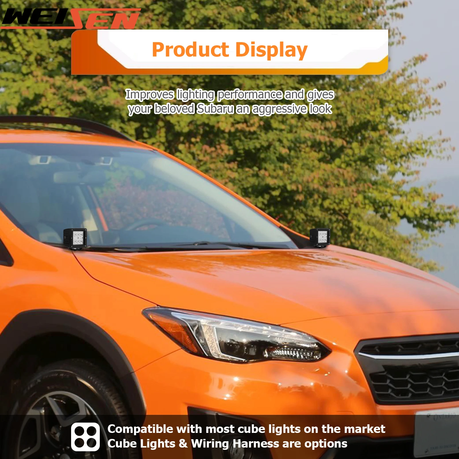 후드 힌지 LED 브래킷 마운트, 보조 오프로드 LED 포드 조명, 작업등, 2013-2020 스바루 XV CROSSTREK IMPREZA WRX STI용