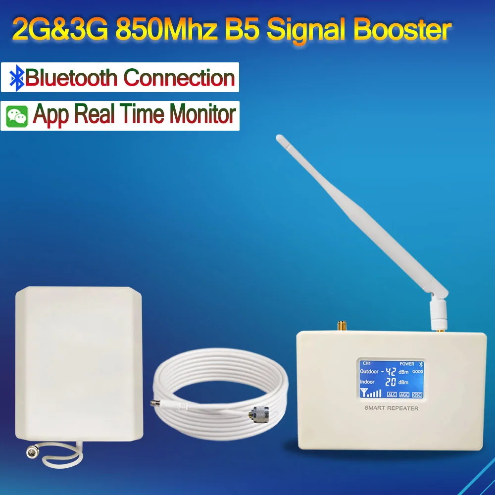 

CDMA 3G 850Mhz Signal Booster B5 Repeater 2G 3G 4G Signal Amplifier GSM Celullar Bluetooth App Management