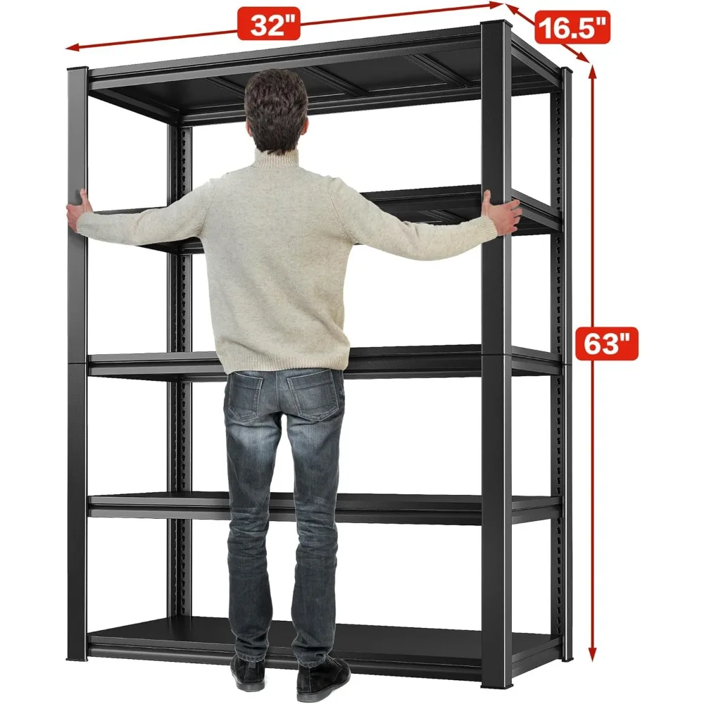 Garage Shelving Heavy Duty Storage Shelves 2000LBS Adjustable Garage Storage Shelves 5 Tier Metal Shelving Unit 2