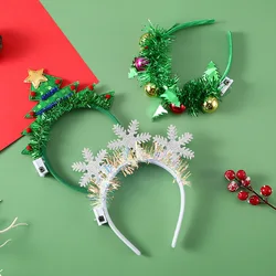 Christmas Headband with LED Lights Snowflake Xmas Tree Hair Band 2023 Christmas Decorations for Home Girls Women New Year Gifts