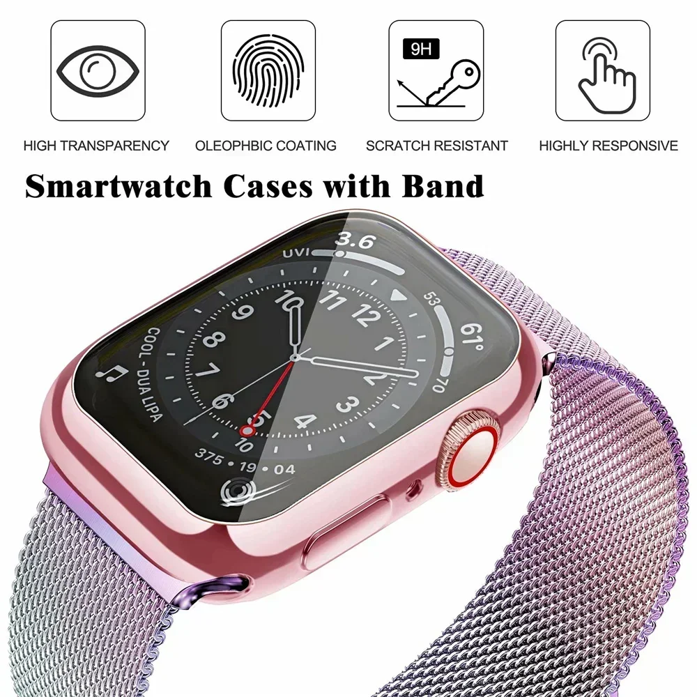 Sleek Metal Magnetic Loop Watch Band with Protective Case