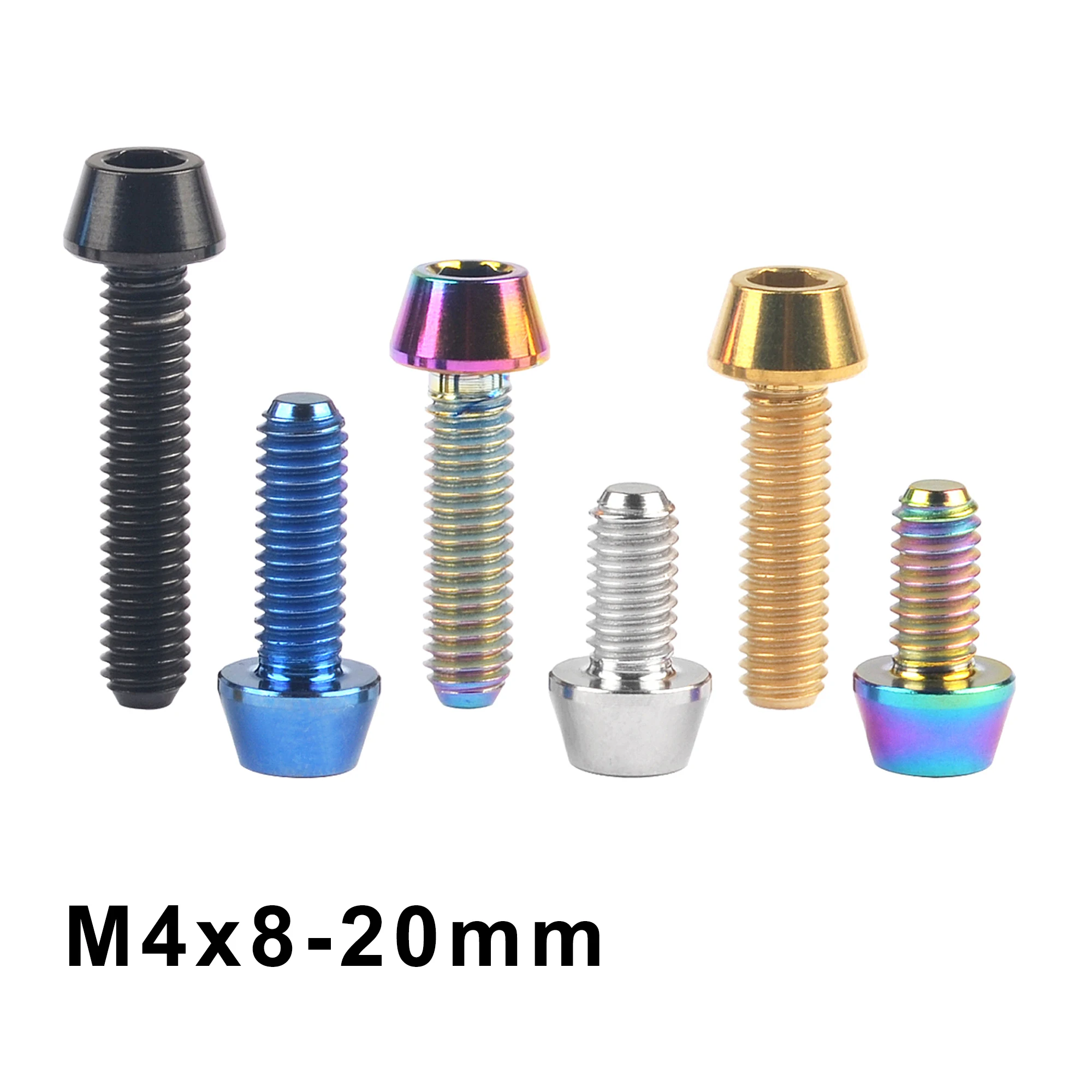 

Weiqijie Titanium Bolt M4x8 /12 /15/ 20mm Allen Key Taper Head Bolt Screw 1pcs for Bicycle