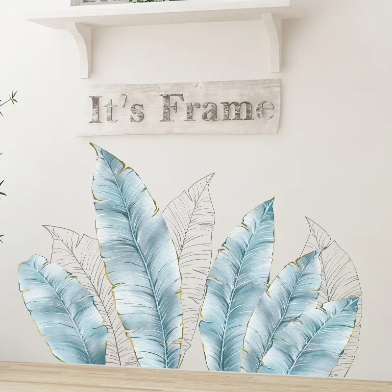 

Leaf Pattern Wall Sticker Modern PVC Self Adhesive Wall Art Decal Home Decor Background Wall Decoration Pc Set