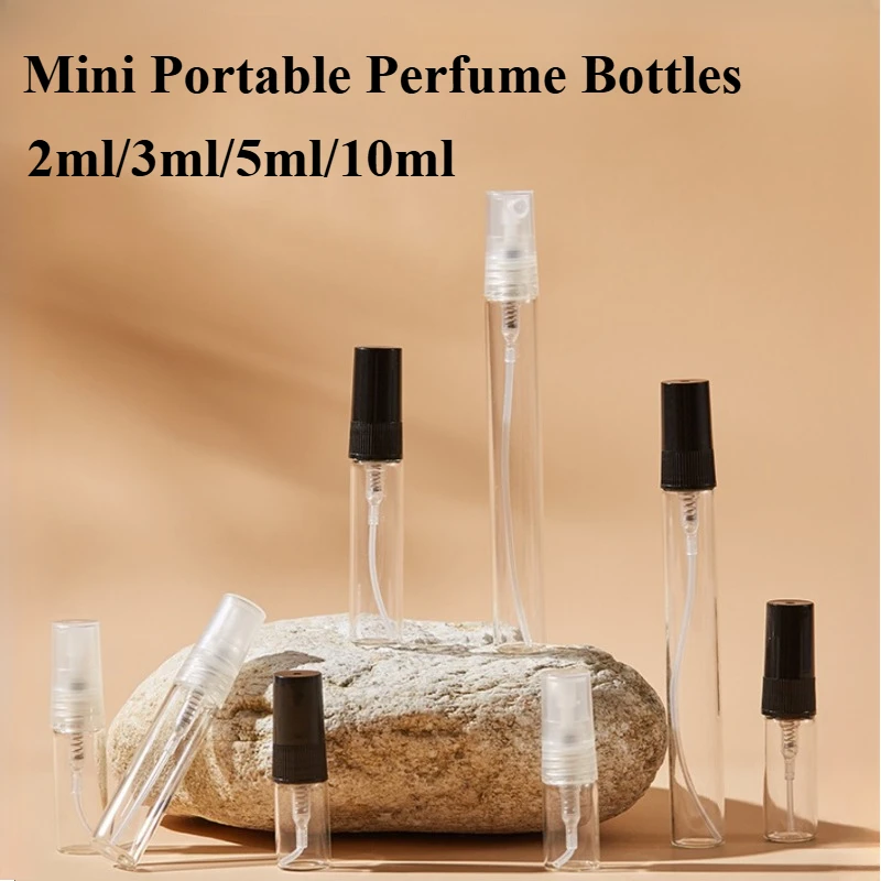 1/2/4PCS 2ml 3ml 5ml 10ml Mini Bottles Empty Containers Portable Perfume Bottles Spray Refillable Cosmetic Samples Glass mini perfume bottle