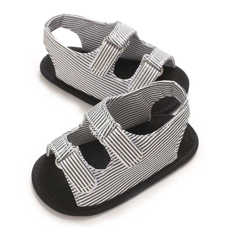 Baby's First Step Sandals 0-1 Year Old Boy Striped Soft Soled Sandals Breathable and Non Slip Frst Pair Of Walking Shoes 4