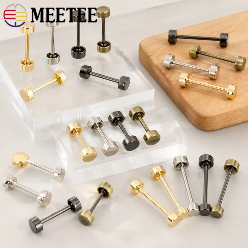 Set of 10 Metal Double Cap Screw Rivets for Leather Crafting and Repair