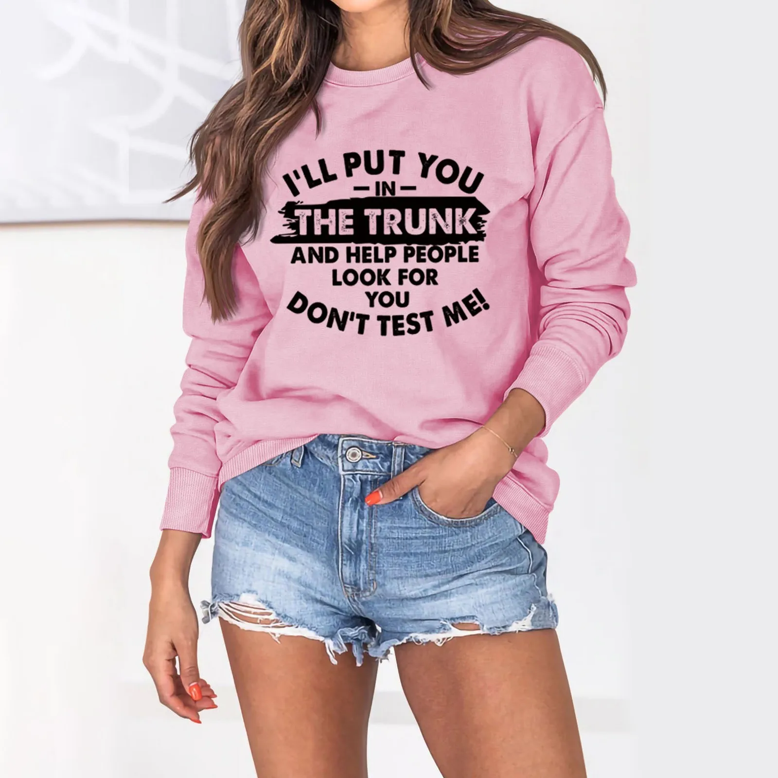 

Women's Casual Comfortable Alphabet Print Round Neck Fashion Long Sleeve Sweatshirt Auntie Sweatshirt for Women