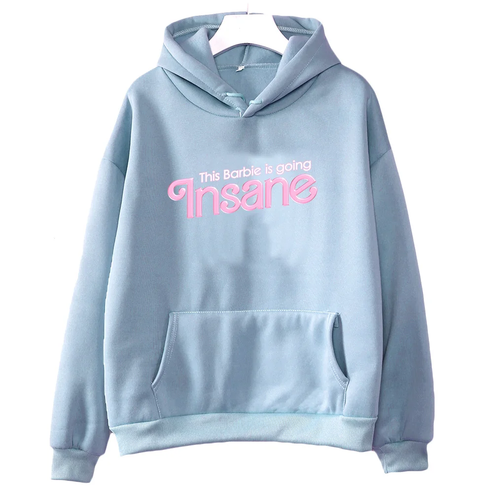 Barbenheimer Hot Pink Hoodies Women Long Sleeve Hooded Sweatshirts Cartoon Letter Print Fleece Pullovers with Pocket Clothing