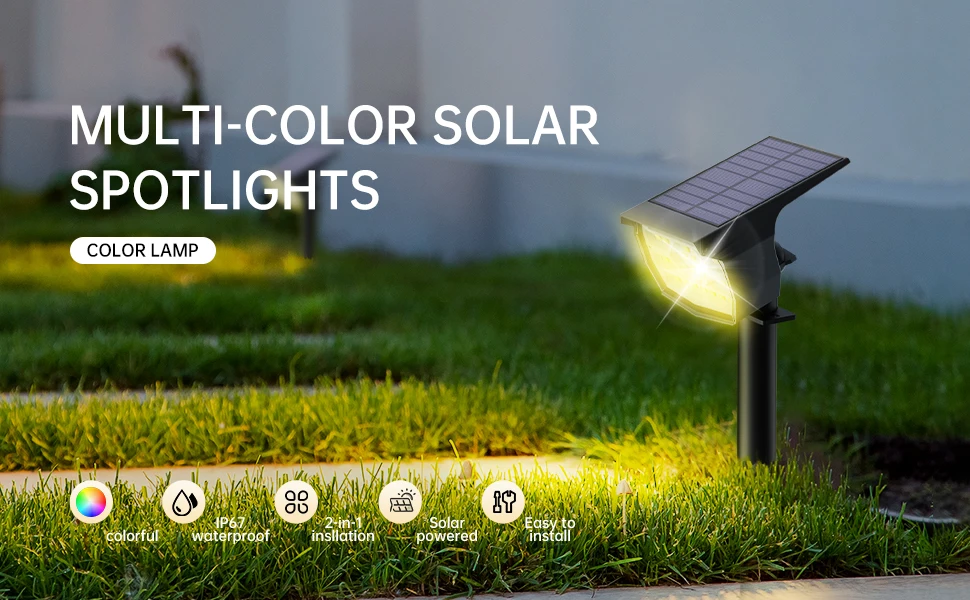 Description Picture 2 of itemSwiatla 29LED RGB Solar Spotlight 7 Color Changing Christmas Decor Outdoor Landscape Lights IP67 Waterproof for Garden Patio