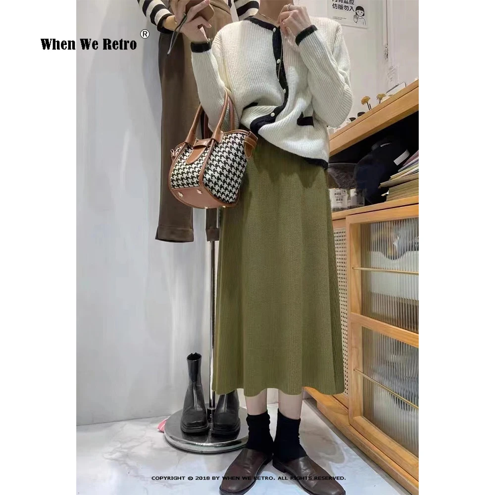 

Fashion New Mid-length Autumn Winter Knit Skirt High Waist Korean Elegant College Style Midi Skirt All-match Pencil Skirts RS032