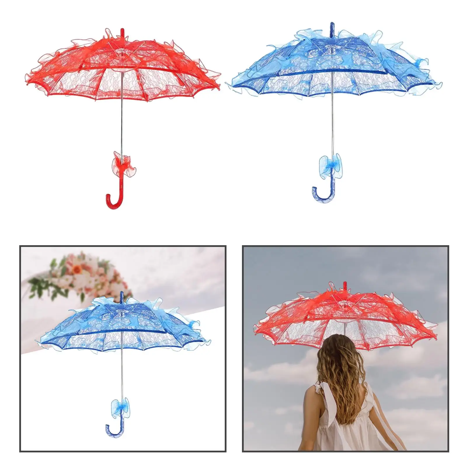 Parasol Lace Umbrella, Romantic Dancing Umbrella, Lace Flower Parasol for Women, Dancing Performance, Use Accessories