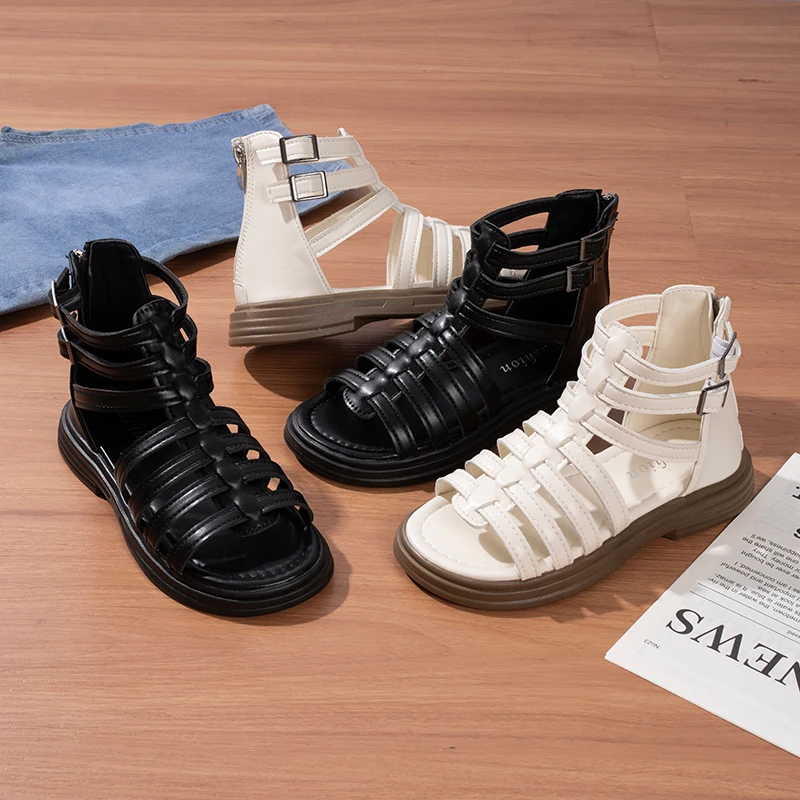 Girls Summer Roman Sandals High Top Non Slip Kids Beach Shoes