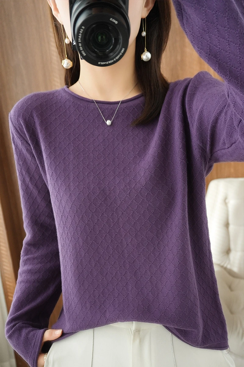 2022 spring and autumn women's new round neck sweater cotton bottoming sweater loose pullover cute sweaters