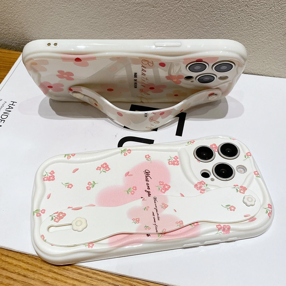 Cute Flower Wrist Strap Phone Holder Case
