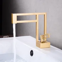 โมเดิร์นก๊อกน้ําอ่างล้างหน้าสีดําอ่างล้างจานก๊อกทองเหลืองห้องน้ําก๊อกน้ําสแควร์อ่างล้างจานก๊อกน้ําสีดําอ่างล้างหน้าเย็นเดี่ยว 2