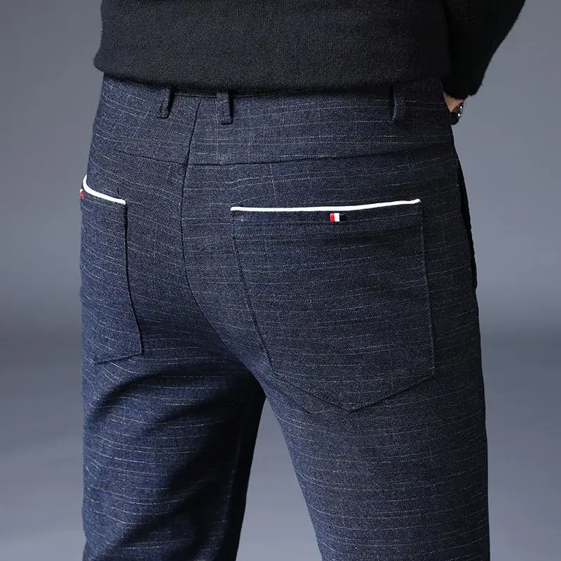 thumbnail image 1 of Pantalones de traje fluido de talla grande para hombre, pantalones ajustados con trenzas para hombre, ropa de trabajo drapeada, reseñas coreanas baratas, muchas confecciones, 1 of 5