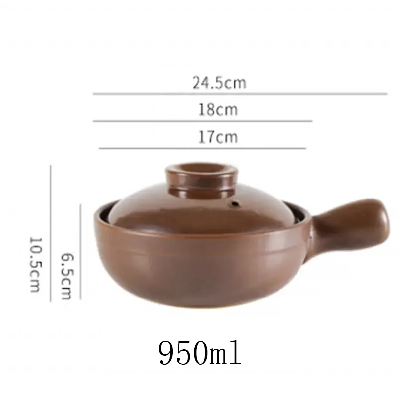 650ml 900ml Casserole Rice Noodle Porridge Milk Soup Clay Stew Earthenware Cooking Pot Decoct Chinese With Handle Ear Clay Pot images - 6