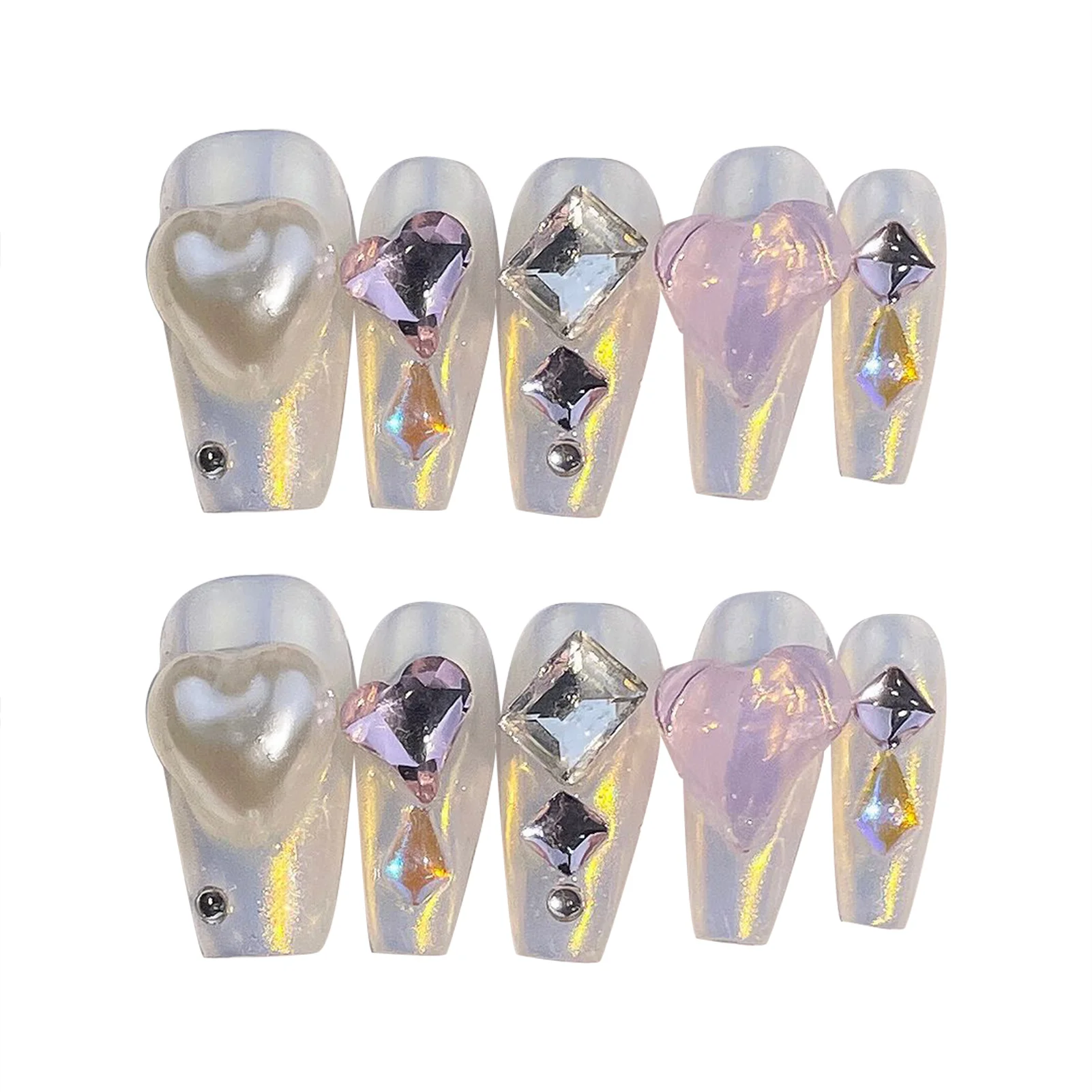 

Aurora Fake Nails with Rhinestone Lightweight and Easy to Stick Fake Nail for Manicure Lovers and Beauty Bloggers