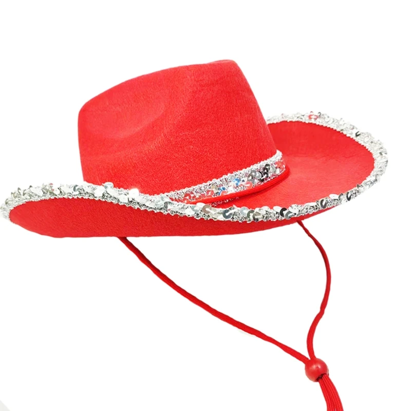 Sequin cowgirl hat for adults cowboy hats party performance cowboy hats cowgirl hats