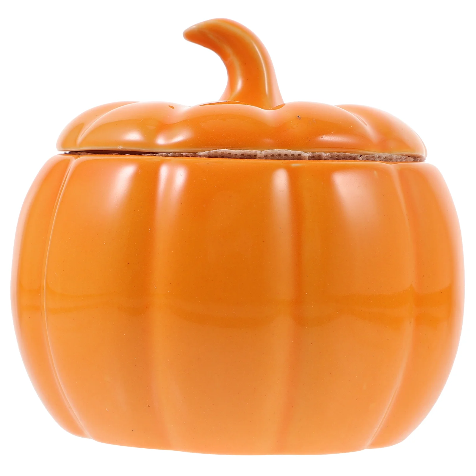 

Pumpkin Ceramic Bowl Pumpkin Candy Snacks Jar Foods Seal Canister Lid Loose Tea Container
