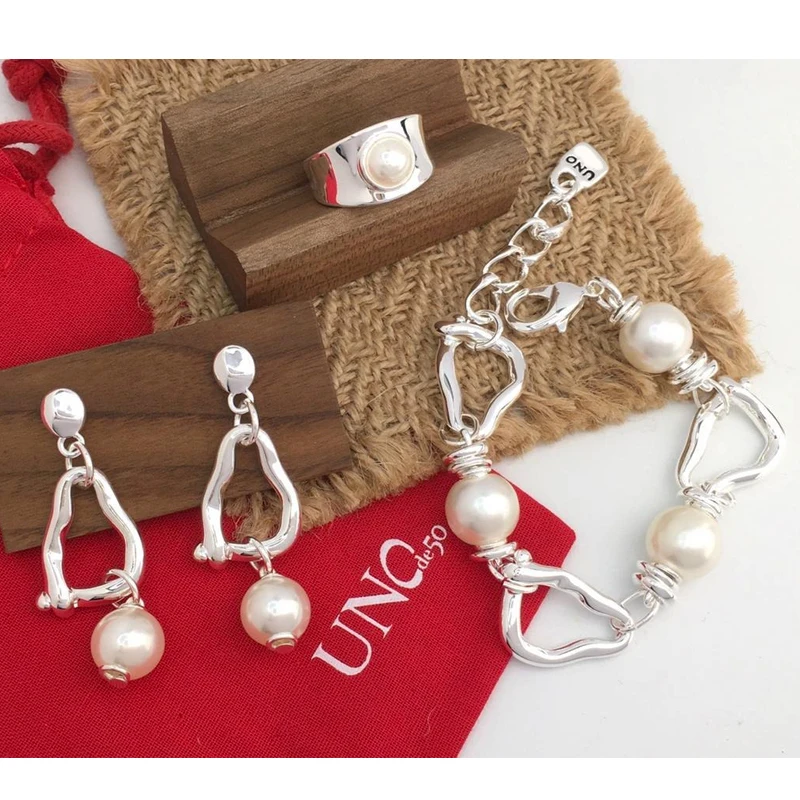 YS High Quality European And American Original Fashion Electroplating 925 Silver Pearl Uno De 50 Bracelet Holiday Jewelry Gft