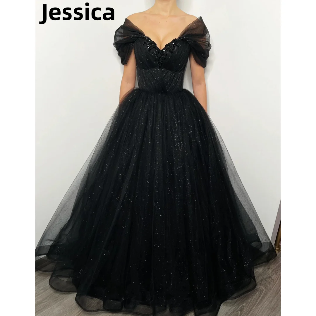 

Jessica Black Prom Dresses Gothic Wedding Dress Evening Dress فساتين السهرة Sparkly Bridal Gown Formal Occasion Party Dresses