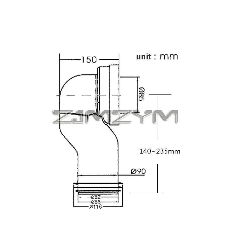 wc esgoto tubo shifter adaptador de parede 02