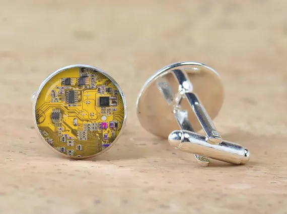 Red blue Computer Circuit Board picture Cufflinks Computer Geek Cufflinks Nerd Accessories Geek Gift Unisex Sleeve button 1 Pair crystal cufflinks