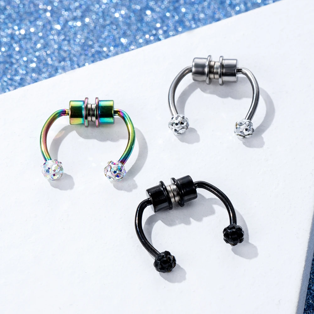 U Shaped Stainless Steel Fake Nose Ring Hip Hoop Septum Rock Magnet Nose Piercing Punk Piercing Body Jewelry 1pcs nose rings,piercing jewelry,body piercing jewelry,body jewelry