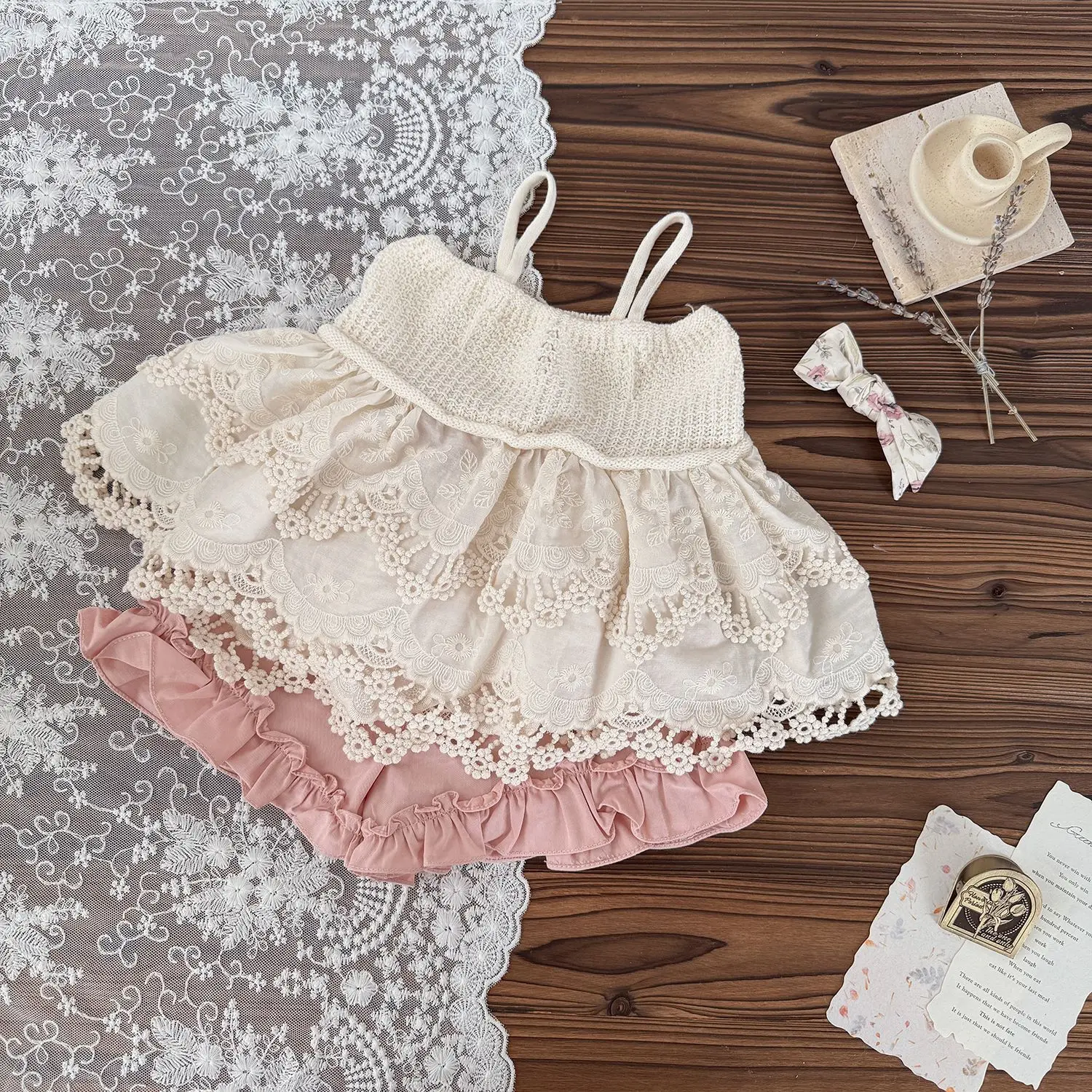 Girls Knit Lace Ruffle Vest Camisole Tops