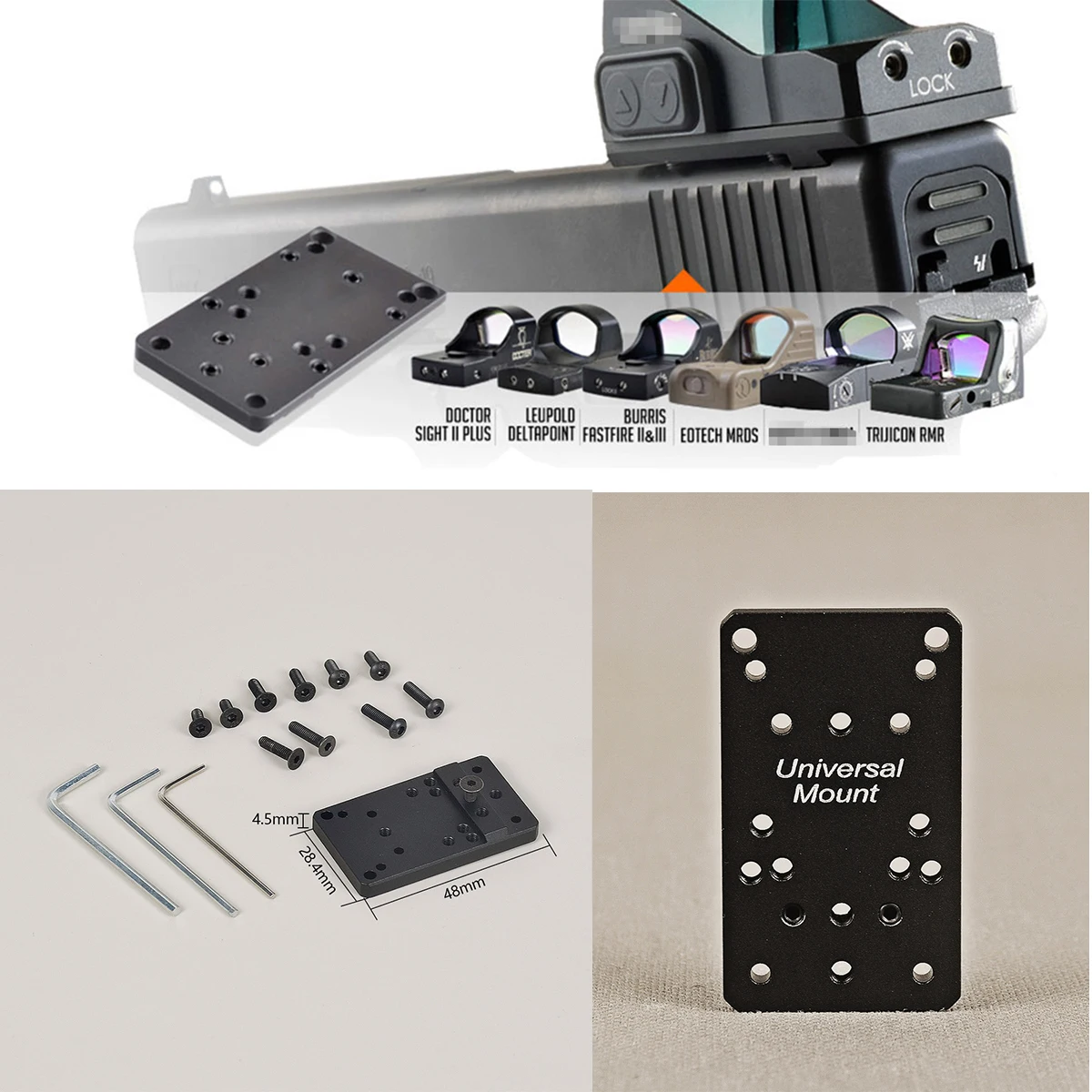 Glock Rear Sight Universal Mount Plate Tactical Red Dot Sight Adapter